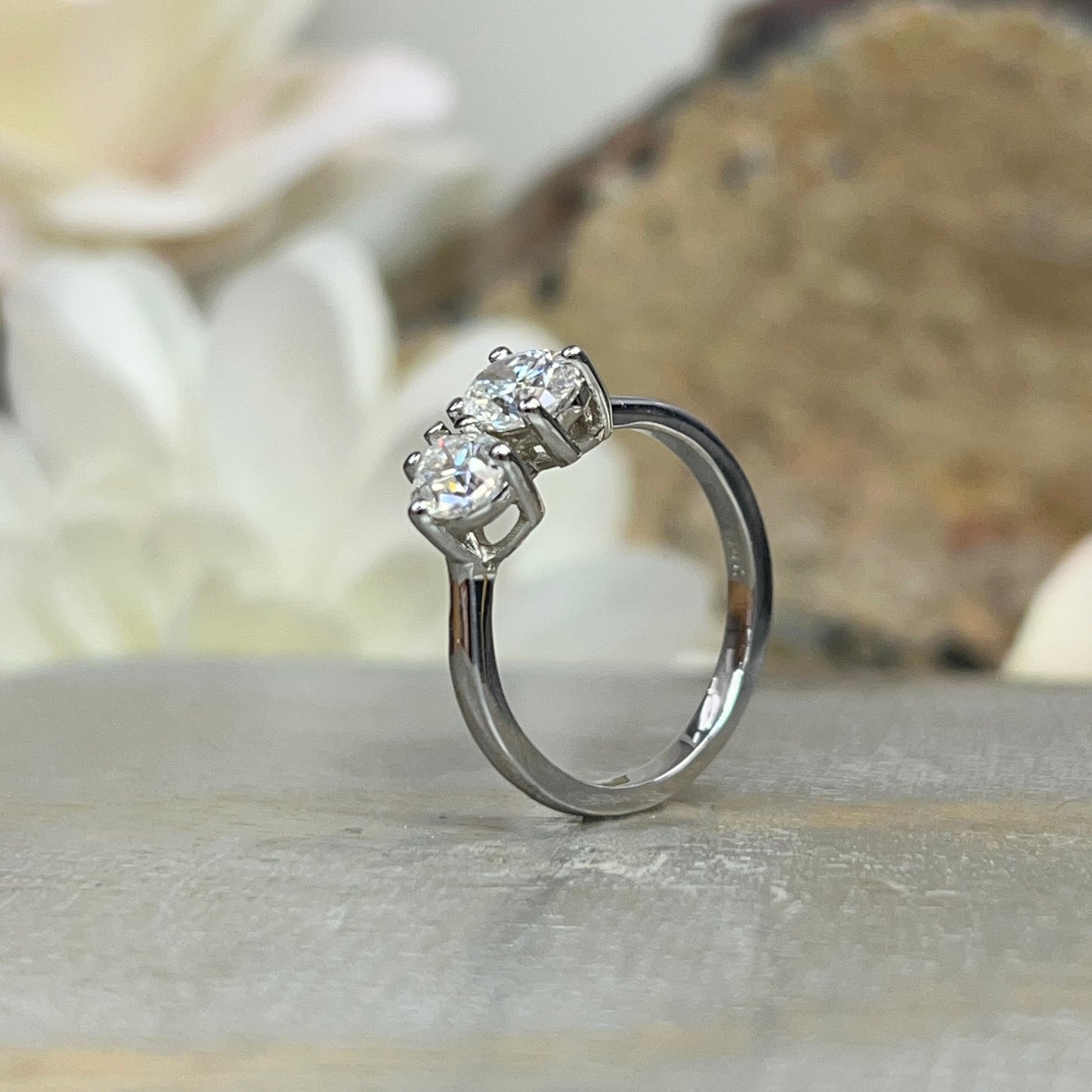 Toi et Moi Ring, Two Stone Engagement Ring, Birthstone Ring, Oval and Pear Ring, Unique Engagement Ring, Anniversary Ring,  Love Ring, #7312