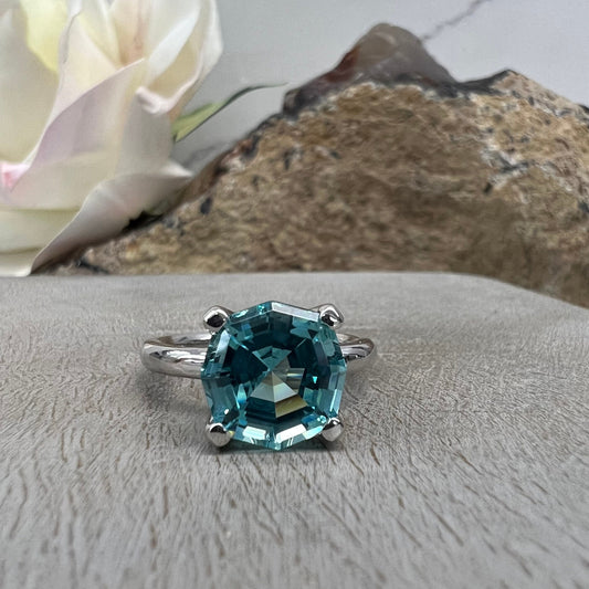 Paraiba Tourmaline Neon Blue Web Cut Engagement Ring 14K White Gold Unique Paraiba Web Cut Tourmaline Promise Wedding Anniversary Ring #7327
