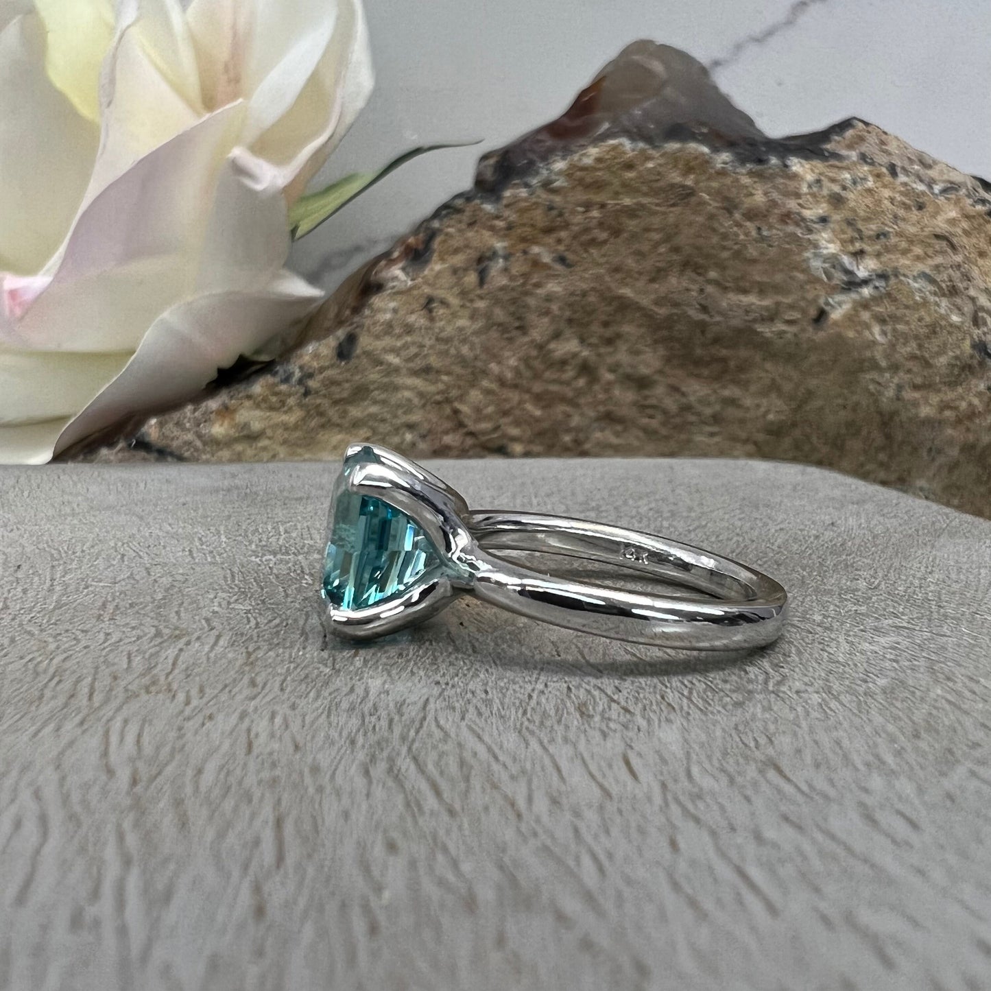 Paraiba Tourmaline Neon Blue Web Cut Engagement Ring 14K White Gold Unique Paraiba Web Cut Tourmaline Promise Wedding Anniversary Ring #7327