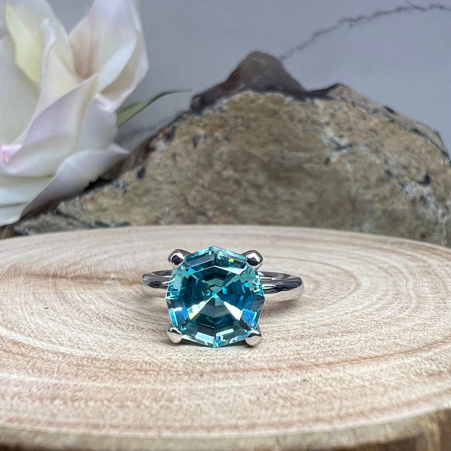 Paraiba Tourmaline Neon Blue Web Cut Engagement Ring 14K White Gold Unique Paraiba Web Cut Tourmaline Promise Wedding Anniversary Ring #7327