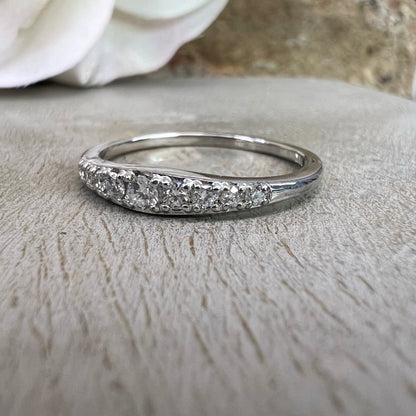 Diamond Stacking Band / Round Matching Band / Nine Stone Ladies Band / 14k White Gold / #6218