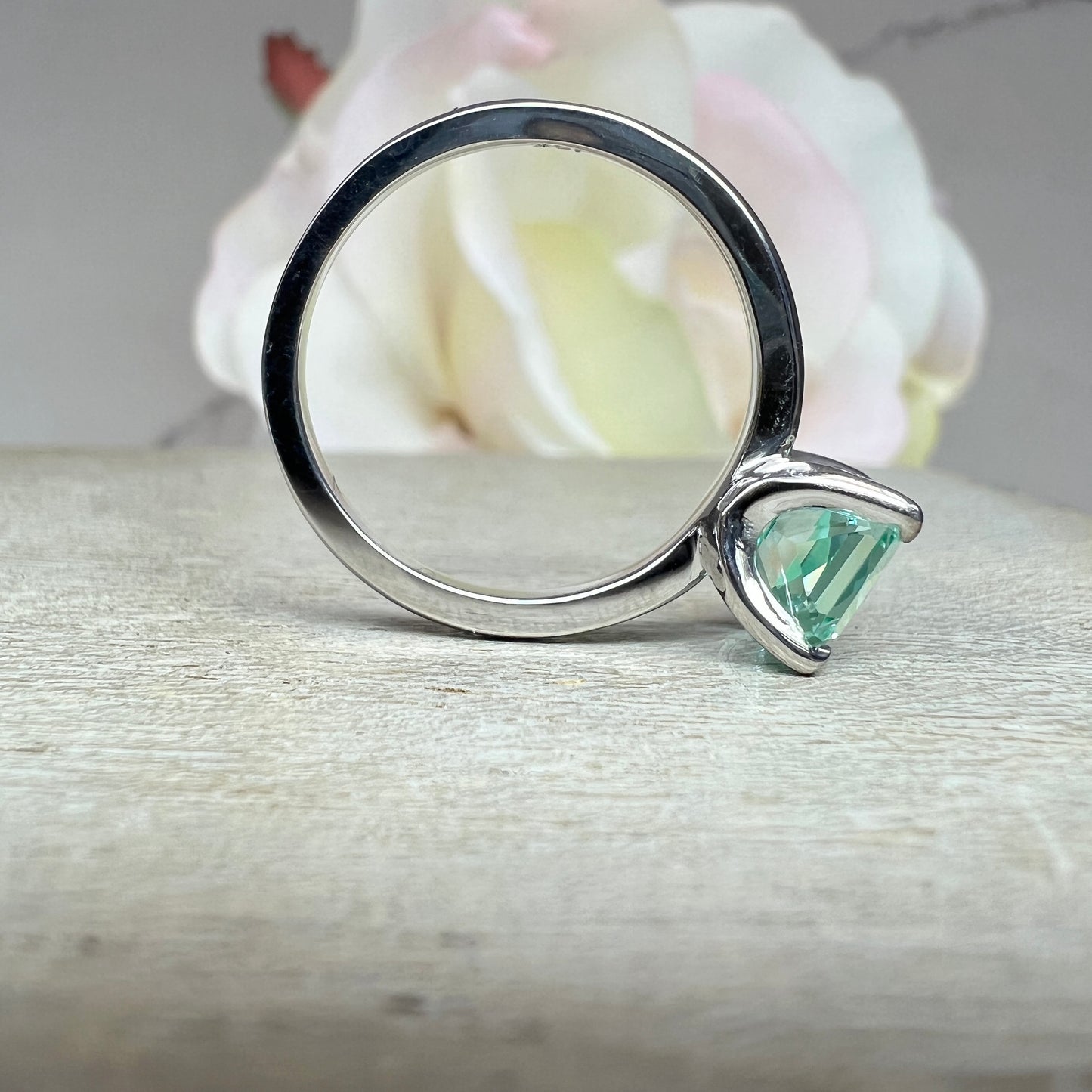 Radiant Cut Engagement Ring Green Paraiba Tourmaline Radiant Cut Solitaire Engagement Rings For Women Wedding Promise Anniversary Ring #7342