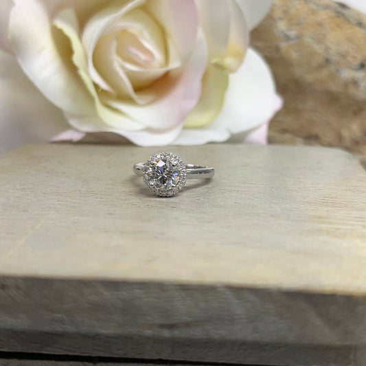 Initial Ring Round Moissanite Engagement Ring  Forever One Moissanite Ring  Personalized Engagement Rings Unique Wedding Promise Ring  #7296