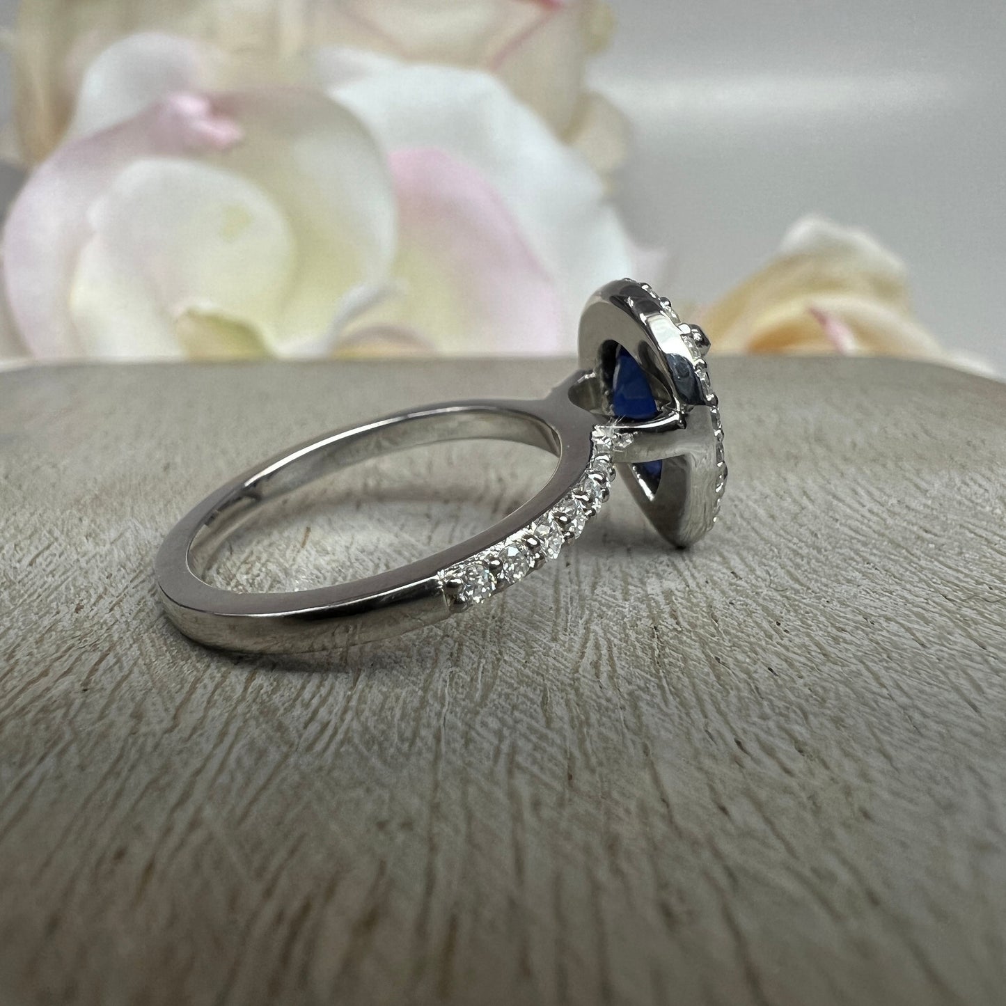 Pear Shaped Blue Sapphire Engagement Ring White Gold Unique Pear Blue Sapphire Ring Blue Sapphire Pear Solitaire Wedding Promise Ring  #7357