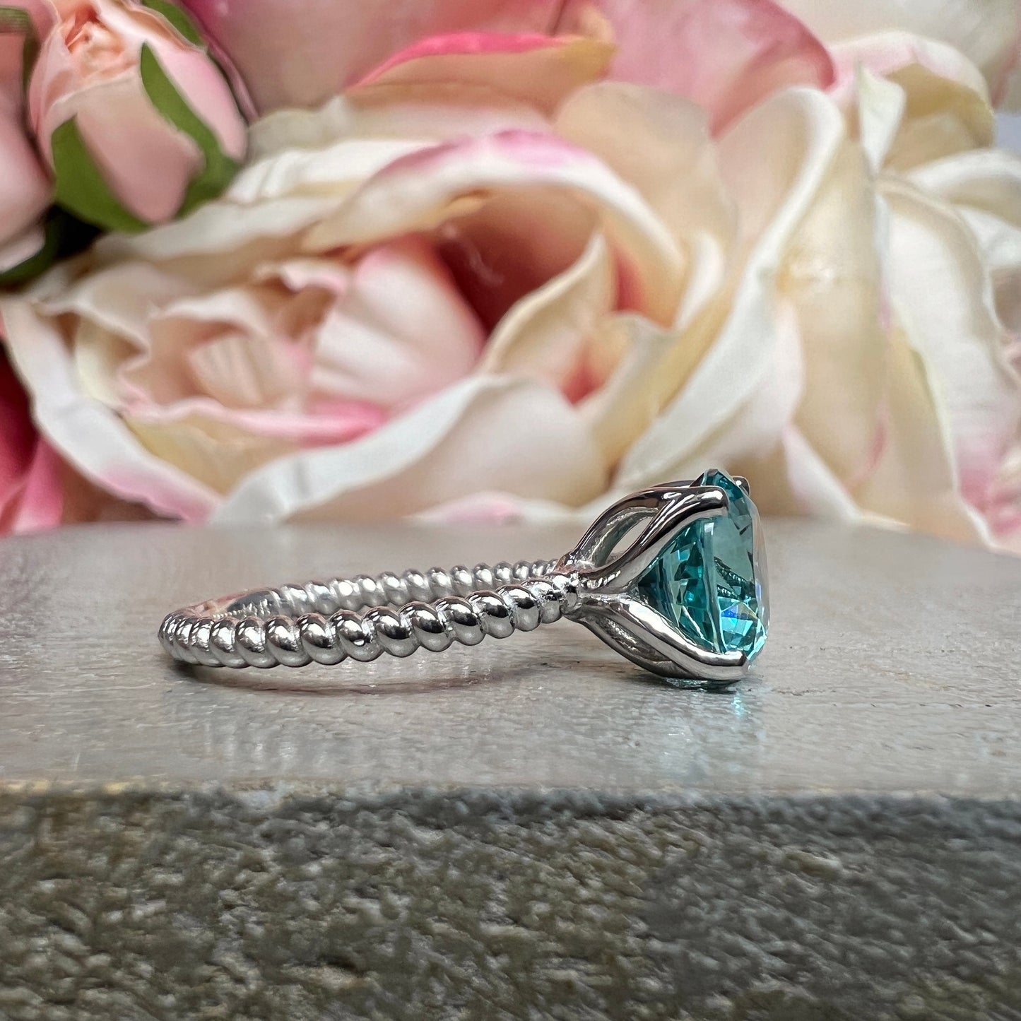 Paraiba Tourmaline Engagement Ring White Gold  Blue Paraiba Tourmaline And Moissanite Wedding Ring Unique Vintage Promise Anniversary #6158