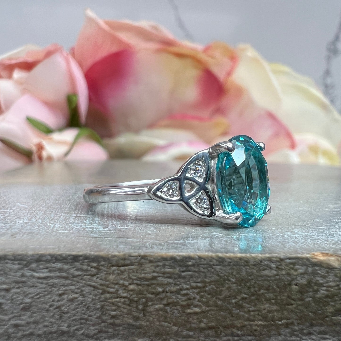 Paraiba Tourmaline Engagement Ring White Gold Oval Cut Neon Blue Paraiba Tourmaline Ring For Women Unique Wedding Anniversary Ring  #6041