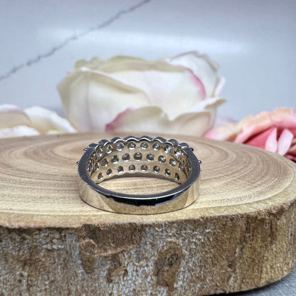 Moissanite Engagement Ring White Gold Cluster Ring , Moissanite Cluster Cocktail Ring , Unique Vintage Ladies Moissanite Promise Ring  #7367