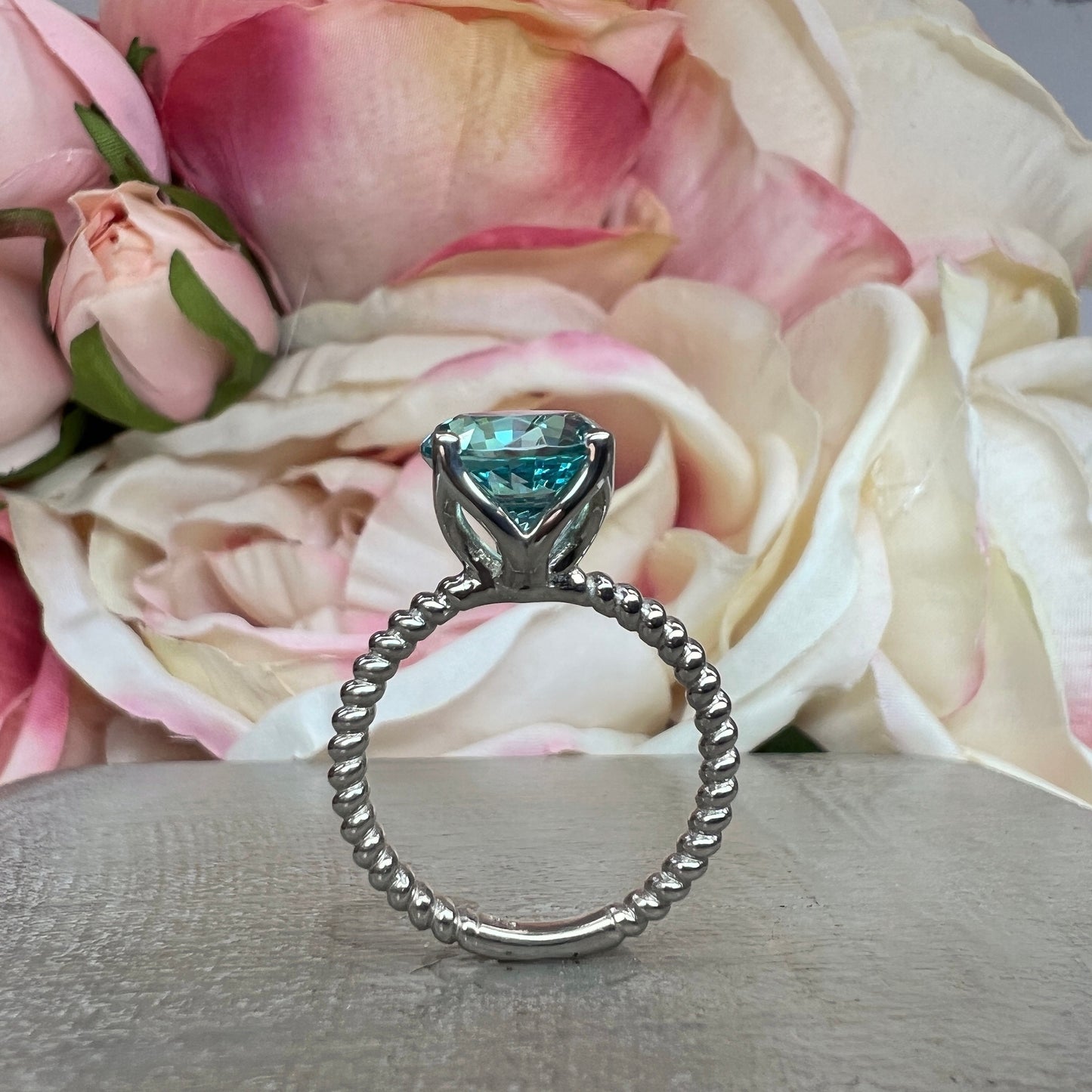 Paraiba Tourmaline Engagement Ring White Gold  Blue Paraiba Tourmaline And Moissanite Wedding Ring Unique Vintage Promise Anniversary #6158