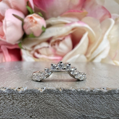 Curved Wedding Band White Gold Moissanite Deep Curved Matching Wedding Band Yellow Gold Stacking Dainty Stacking Promise  Gift For Her #7377