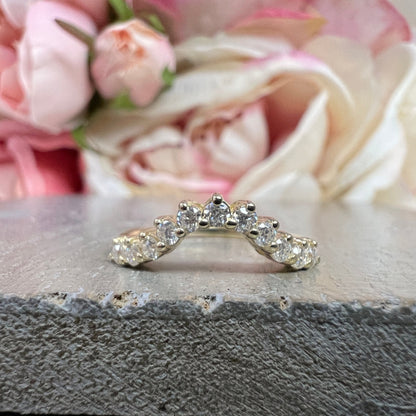 Curved Wedding Band White Gold Moissanite Deep Curved Matching Wedding Band Yellow Gold Stacking Dainty Stacking Promise  Gift For Her #7377