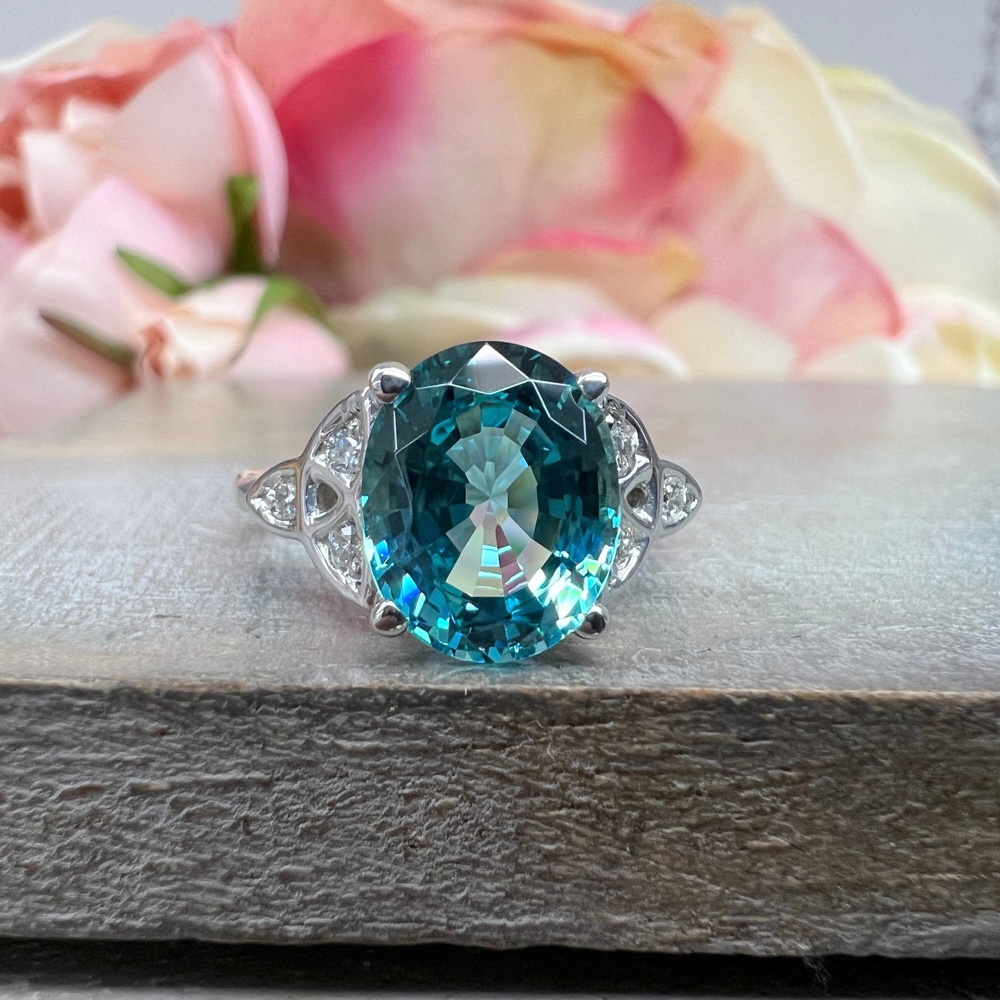 Paraiba Tourmaline Engagement Ring White Gold Oval Cut Neon Blue Paraiba Tourmaline Ring For Women Unique Wedding Anniversary Ring  #6041