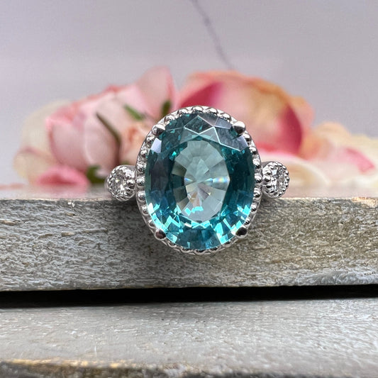 Paraiba Tourmaline Engagement Ring White Gold Oval Cut Neon Blue Paraiba Tourmaline Ring For Women Unique Wedding Anniversary Ring #6243
