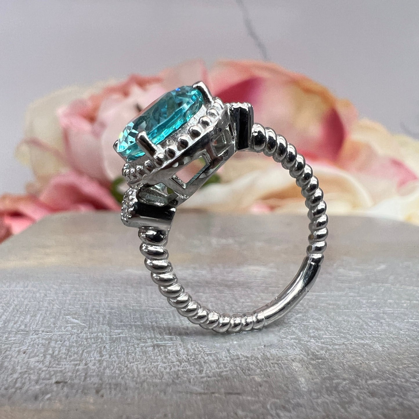 Paraiba Tourmaline Engagement Ring White Gold Oval Cut Neon Blue Paraiba Tourmaline Ring For Women Unique Wedding Anniversary Ring #6243