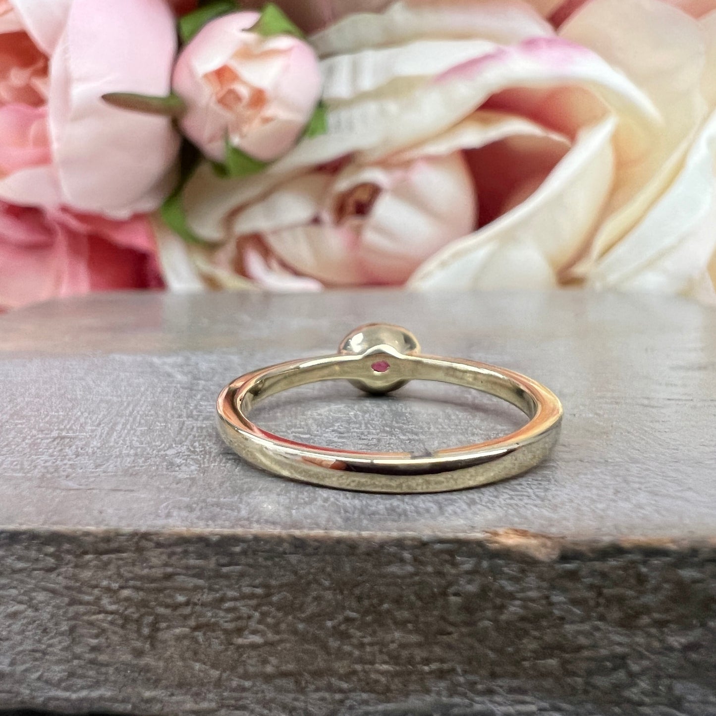 Oval Natural Ruby Ring For Women 14k Solid Yellow Gold, Bezel Set Ruby Ring Minimalist, Thin Ruby Stacking Ring July Birthstone Ring, #5841