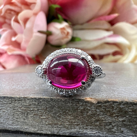 East West Oval Vintage Oval Cabochon Ruby Engagement Ring 14K Solid Yellow Gold Unique Vintage Ruby Wedding Promise Anniversary Ring  #7400