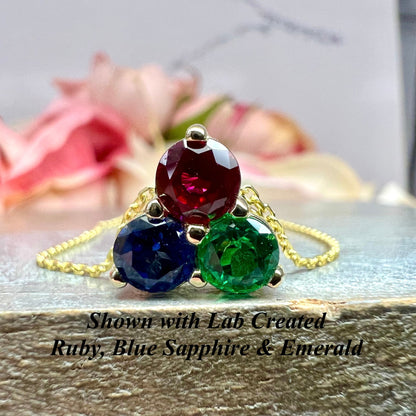 Mothers Birthstone Necklace 14k White Gold, Family Necklace, Grandmothers Birthstone Necklace, Cluster Necklace, Gemstone Necklace,  #6769