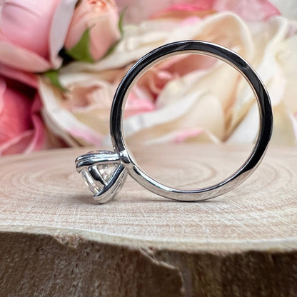Moissanite Round Solitaire Engagement Ring Round Moissanite Engagement Ring White Gold Classic Round Promise Anniversary Wedding Ring  #7396