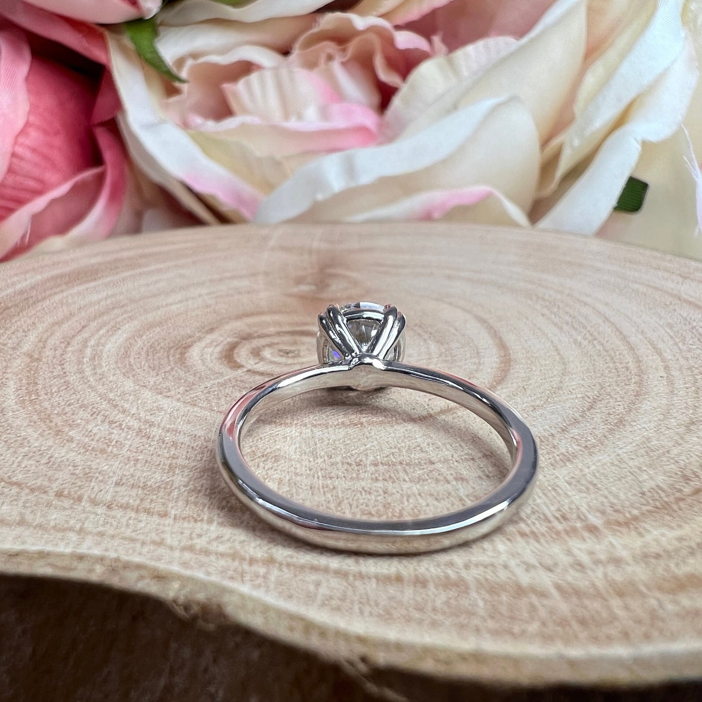 Moissanite Round Solitaire Engagement Ring Round Moissanite Engagement Ring White Gold Classic Round Promise Anniversary Wedding Ring  #7396