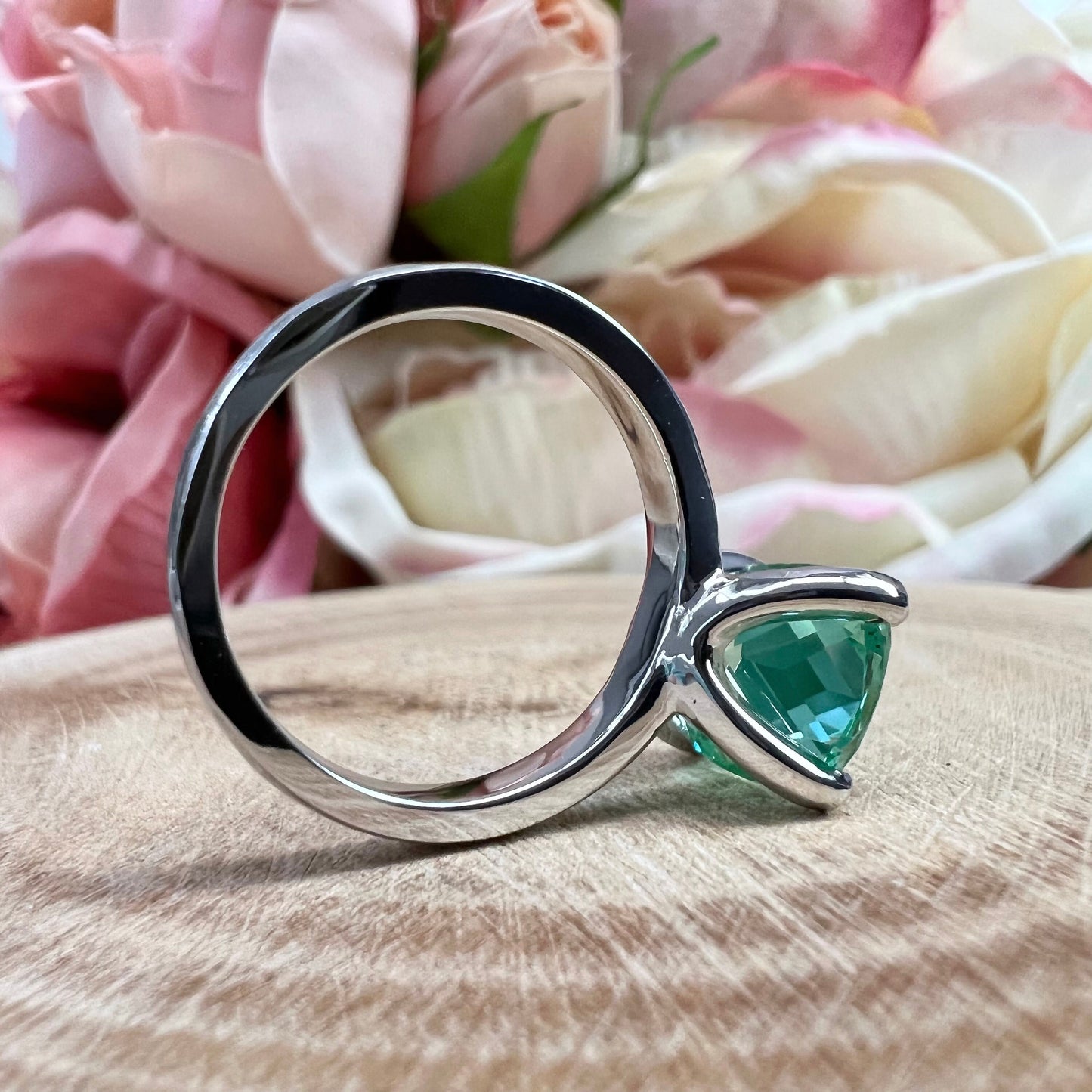 Green Paraiba Tourmaline Elongated Cushion Cut Solitaire White Gold Unique Green Paraiba Wedding Promise Anniversary Band For Women  #7421