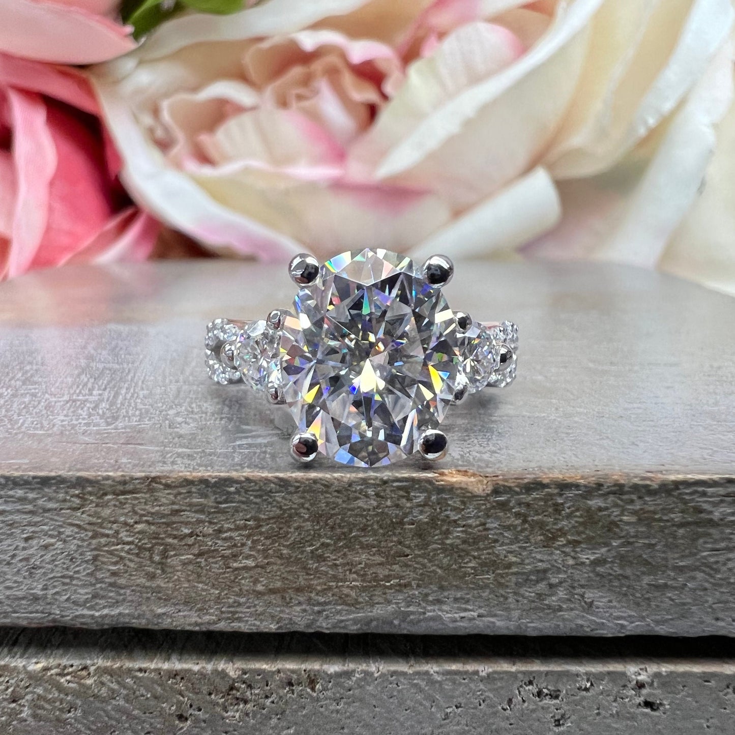 Oval Moissanite Engagement Ring Vintage Unique White Gold Engagement Ring Women Wedding Bridal Promise Ring Twist Band Moissanite Ring #7410