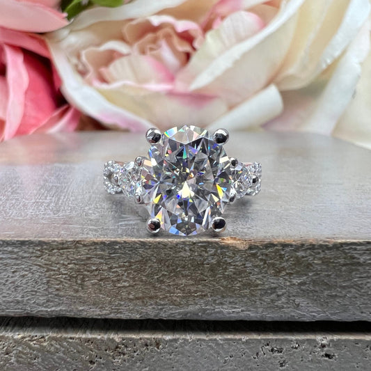 Oval Moissanite Engagement Ring Vintage Unique White Gold Engagement Ring Women Wedding Bridal Promise Ring Twist Band Moissanite Ring #7410