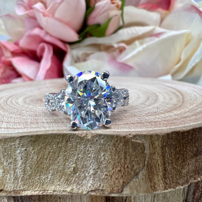 Oval Moissanite Engagement Ring Vintage Unique White Gold Engagement Ring Women Wedding Bridal Promise Ring Twist Band Moissanite Ring #7410