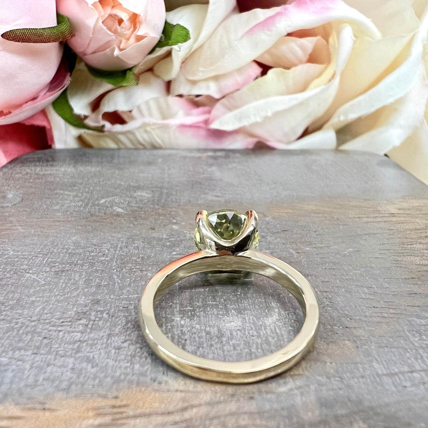 Round Yellow Sapphire Solitaire Engagement Ring Yellow Gold Yellow Sapphire Ring For Women Unique Solitaire Anniversary Wedding Rings  #7425