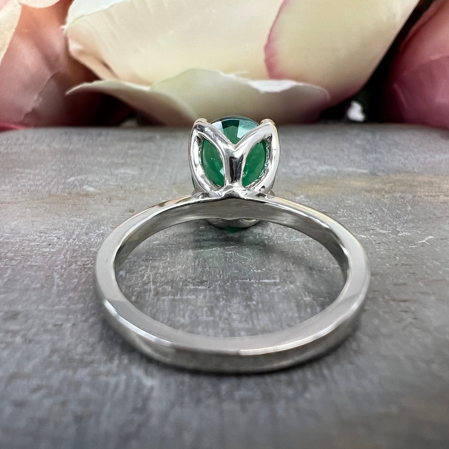 Emerald oval cut engagement ring 14k yellow gold emerald solitaire wedding anniversary promise ring May birthstone Simple emerald ring #5401
