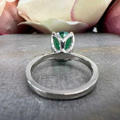 Emerald oval cut engagement ring 14k yellow gold emerald solitaire wedding anniversary promise ring May birthstone Simple emerald ring #5401