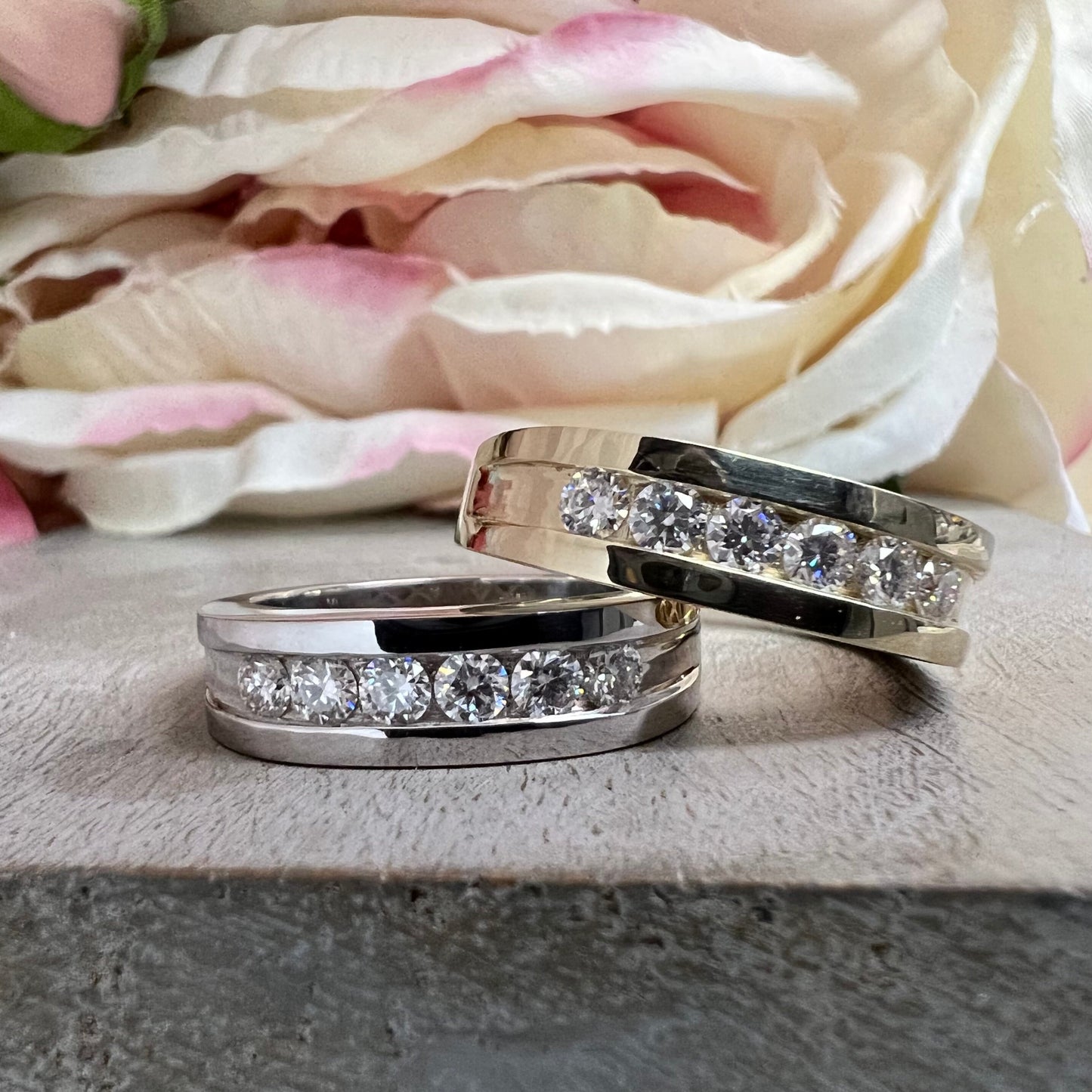 Mens Moissanite Wedding Band Yellow Gold Six Stone Moissanite Wedding Band Unique Mens Band Moissanite Anniversary Band Ring For Men  #7428