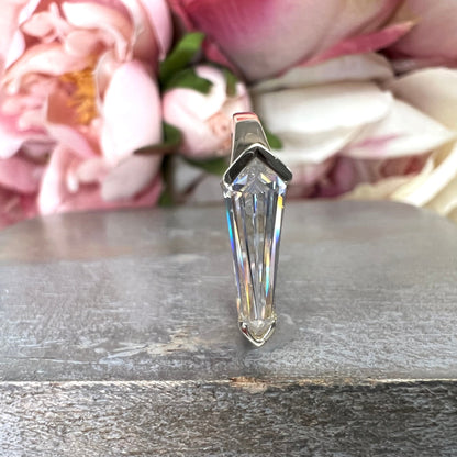 Elongated Kite Shape Unique Moissanite Ring Yellow Gold Dainty Stacking Moissanite Ring  Women Unique Kite Shape Sideways Dainty Ring  #7418