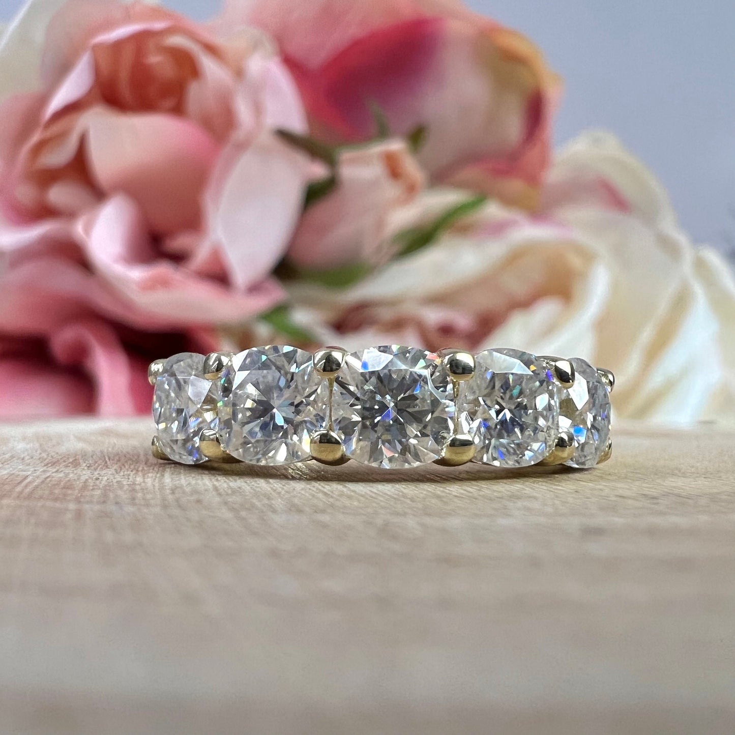 Cushion Cut 5 Stone Moissanite Wedding Band White Gold Moissanite Stacking Anniversary Band for Women Unique Promised Bridal Bands   #7430