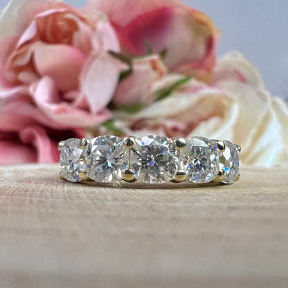 Cushion Cut 5 Stone Moissanite Wedding Band White Gold Moissanite Stacking Anniversary Band for Women Unique Promised Bridal Bands   #7430