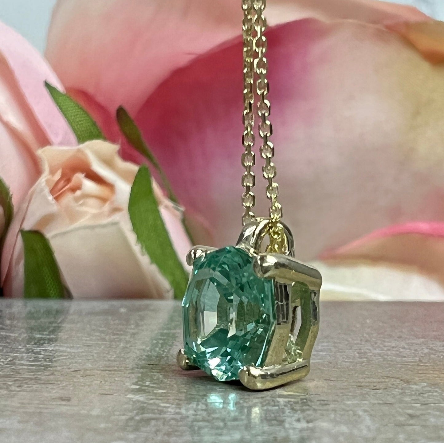 Paraiba Tourmaline Pendant, Paraiba Pendant 14K White Gold, Octagon Pendant, Anniversary Gift For Her, Dainty Pendant Necklace,  #6279