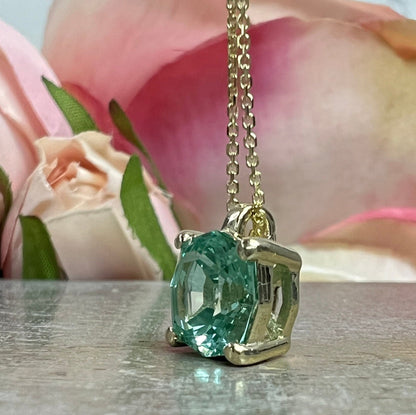 Paraiba Tourmaline Pendant, Paraiba Pendant 14K White Gold, Octagon Pendant, Anniversary Gift For Her, Dainty Pendant Necklace,  #6279