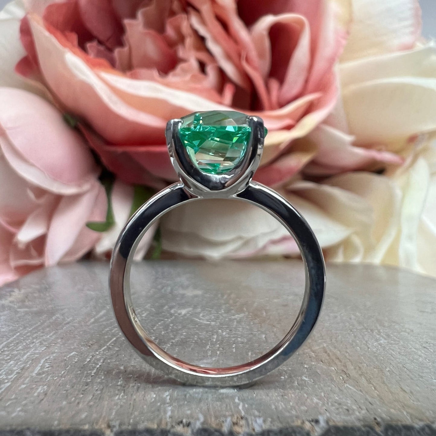 Paraiba tourmaline solitaire engagement ring 14k solid gold, Unique octagon shaped tourmaline ring, asymmetrical ring statement ring,  #7178