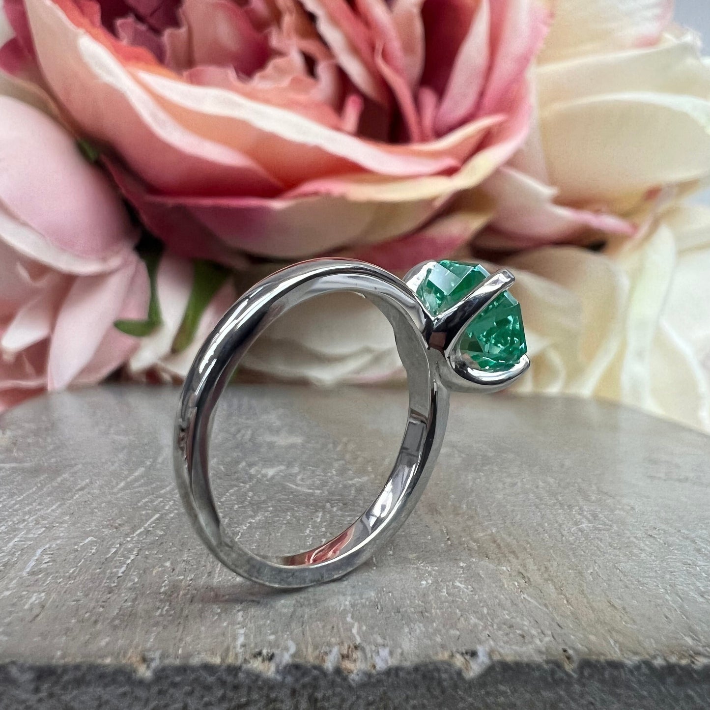 Paraiba tourmaline solitaire engagement ring 14k solid gold, Unique octagon shaped tourmaline ring, asymmetrical ring statement ring,  #7178