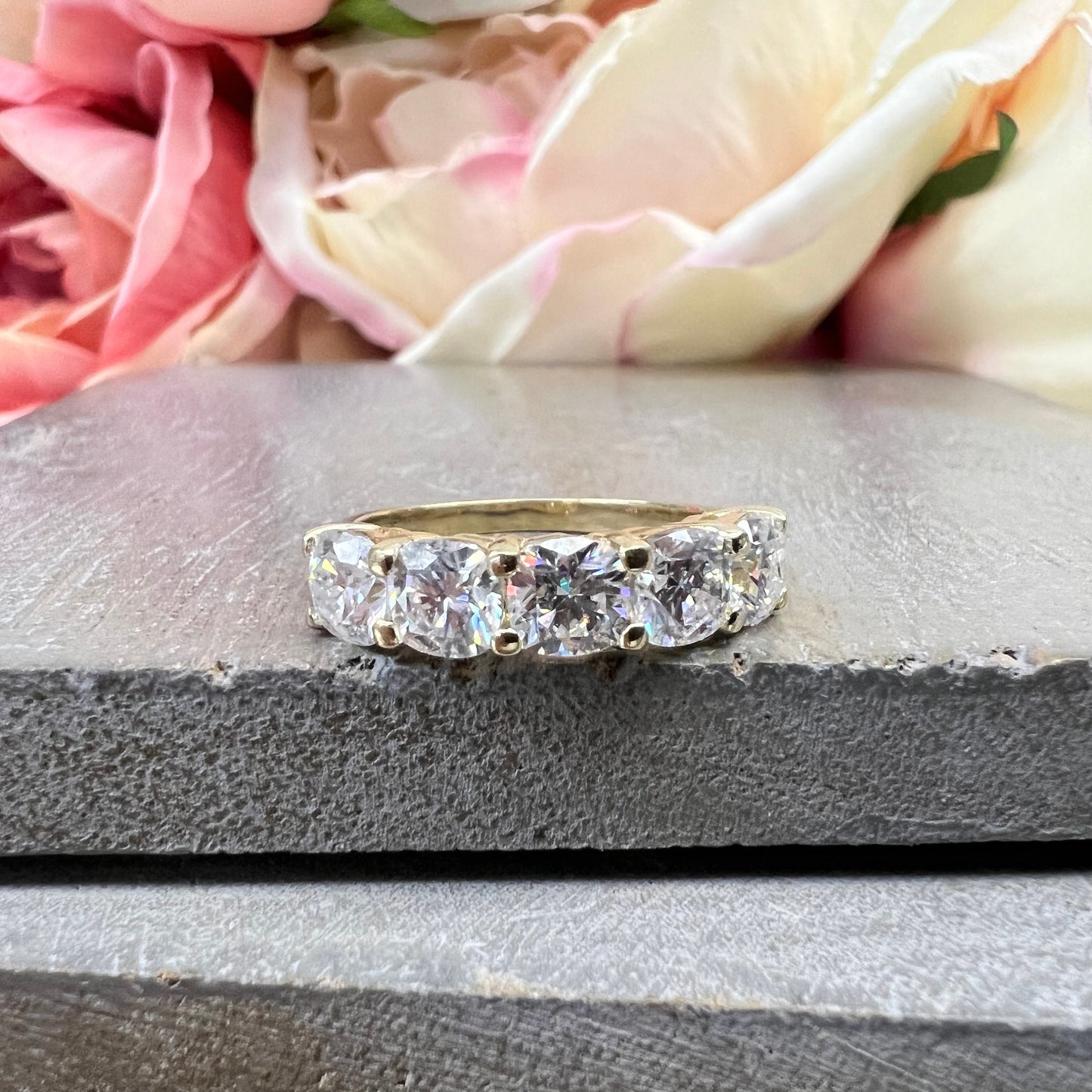 Cushion Cut 5 Stone Moissanite Wedding Band White Gold Moissanite Stacking Anniversary Band for Women Unique Promised Bridal Bands   #7430