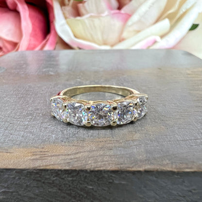 Cushion Cut 5 Stone Moissanite Wedding Band White Gold Moissanite Stacking Anniversary Band for Women Unique Promised Bridal Bands   #7430