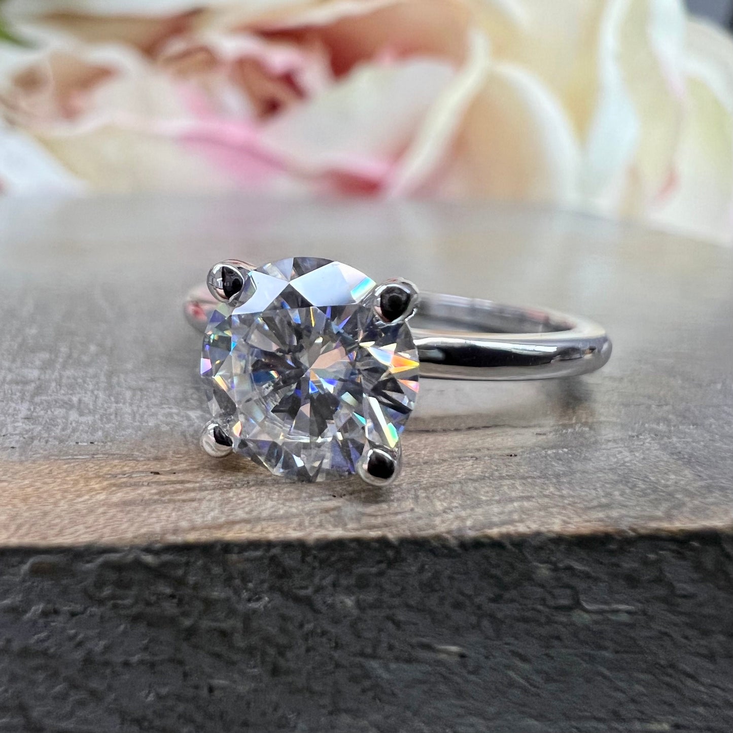 Four Prong Round Brilliant Lab Grown Diamond Solitaire Engagement Ring In 14k White Gold (1 Ct. Tw. - F-G / VS2-SI1)
