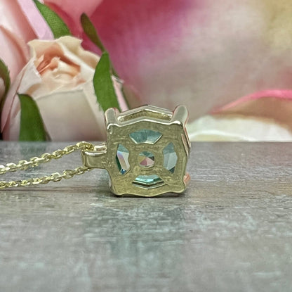 Paraiba Tourmaline Pendant, Paraiba Pendant 14K White Gold, Octagon Pendant, Anniversary Gift For Her, Dainty Pendant Necklace,  #6279