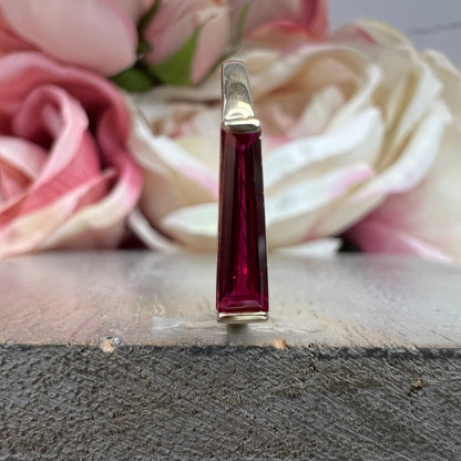 Ruby Dainty Baguette Stacking Ring,  Gold Minimalist Ring, Simple Ruby Ring, Yellow Gold Thin Ring,  Delicate Birthstone Ring Gift for Her