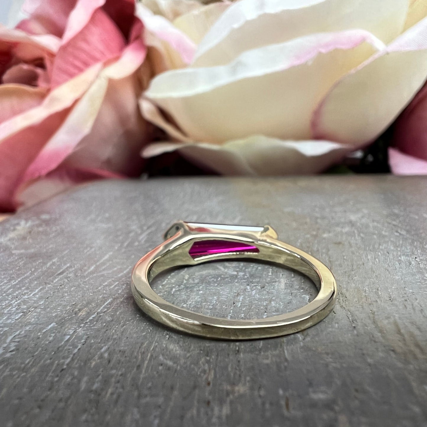 Elongated Kite Shape Ruby Ring Yellow Gold, Stacking Gold Minimalist Ring, Unique Ruby Ring Dainty, Promise Anniversary Mothers Ring  #7461