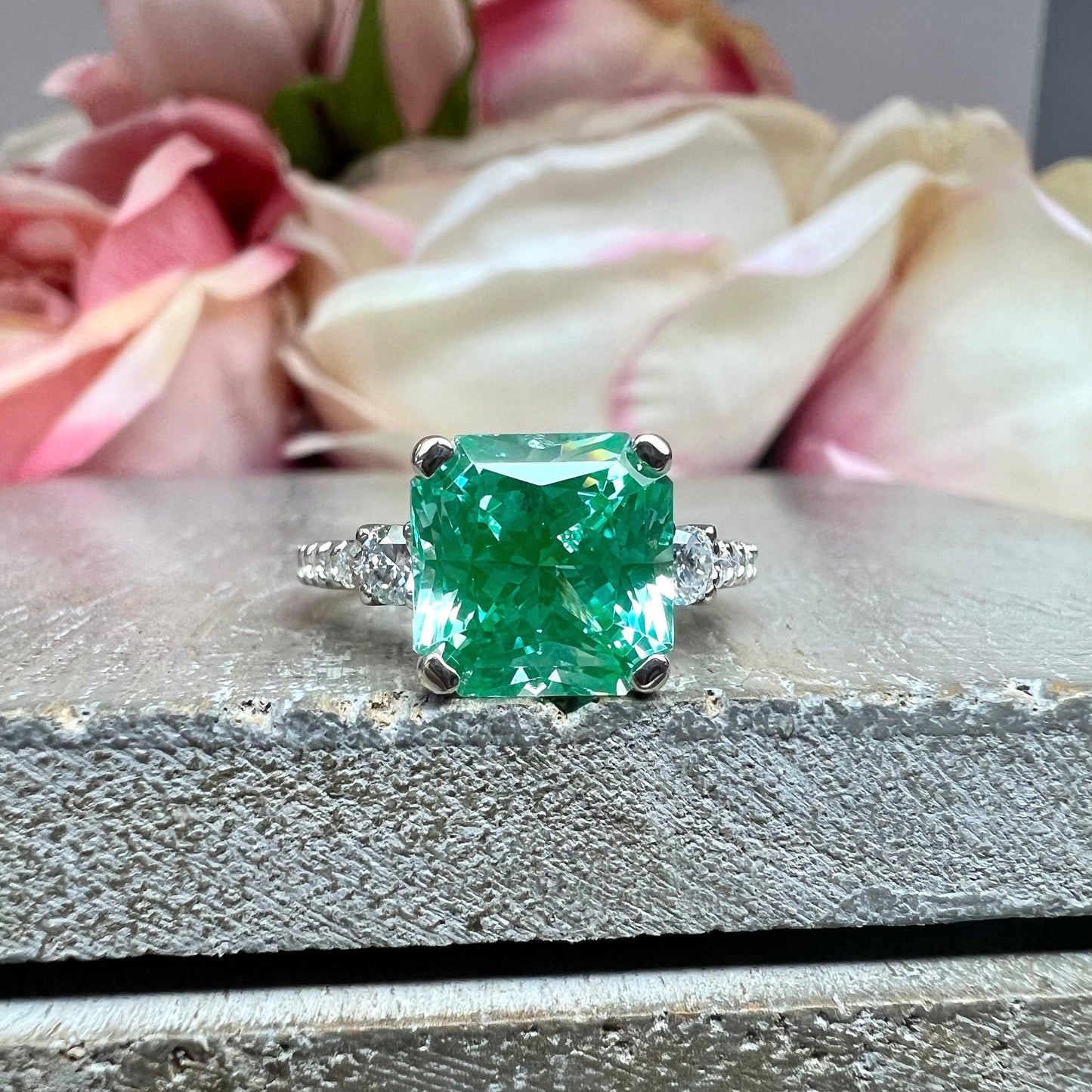 Radiant Cut 9x9 Lab Grown Paraiba Tourmaline Ring, Women's Ring, Engagement Ring For Her, Solitaire Ring, Gift For Wife, Promise Ring  #7487