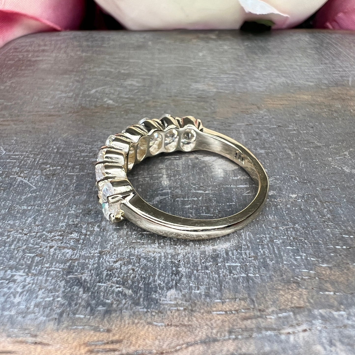 Eternity Wedding Band 14k White Gold, Oval Cut Wedding Band, Anniversary Band, Moissanite Wedding Band, Oval Cut Band, Half Eternity, #6320