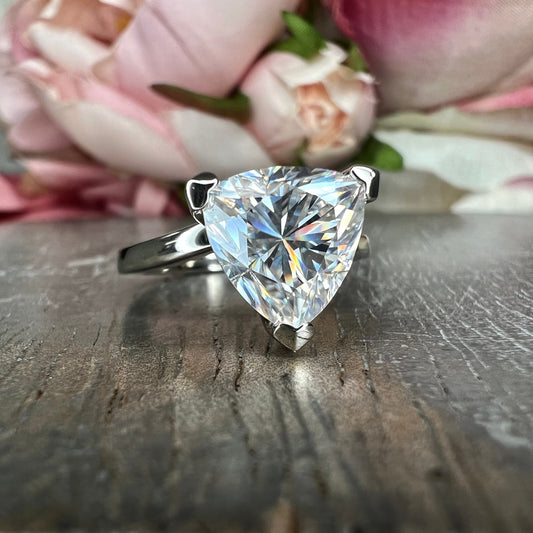 Moissanite Engagement Ring, Trillion Cut Moissanite Ring, Solitaire Wedding Ring, Triangle Shape Ladies Ring, 14k Gold Bridal Ring, #4670