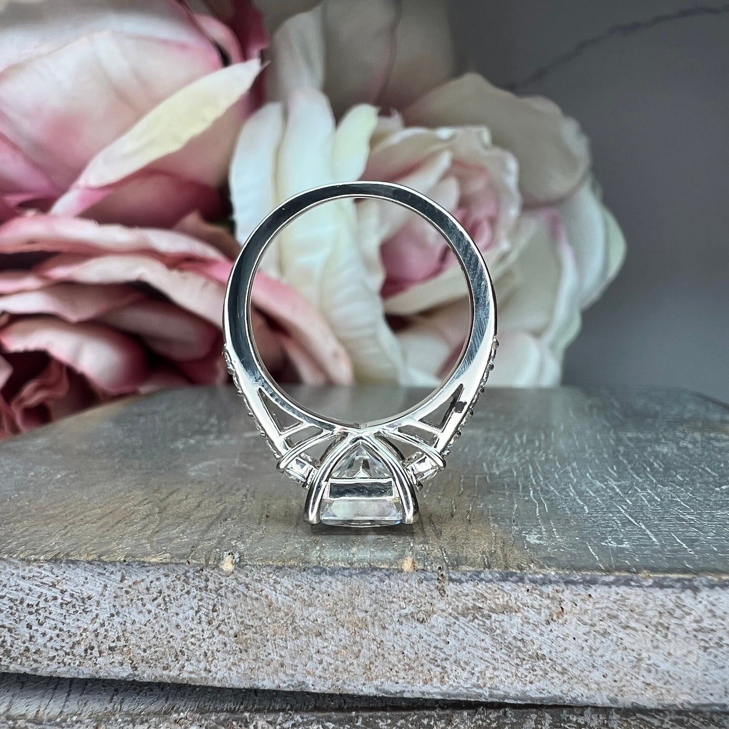 Radiant  Moissanite engagement ring vintage unique white gold engagement ring women Radiant Cluster diamond wedding Bridal Promise ring 7507