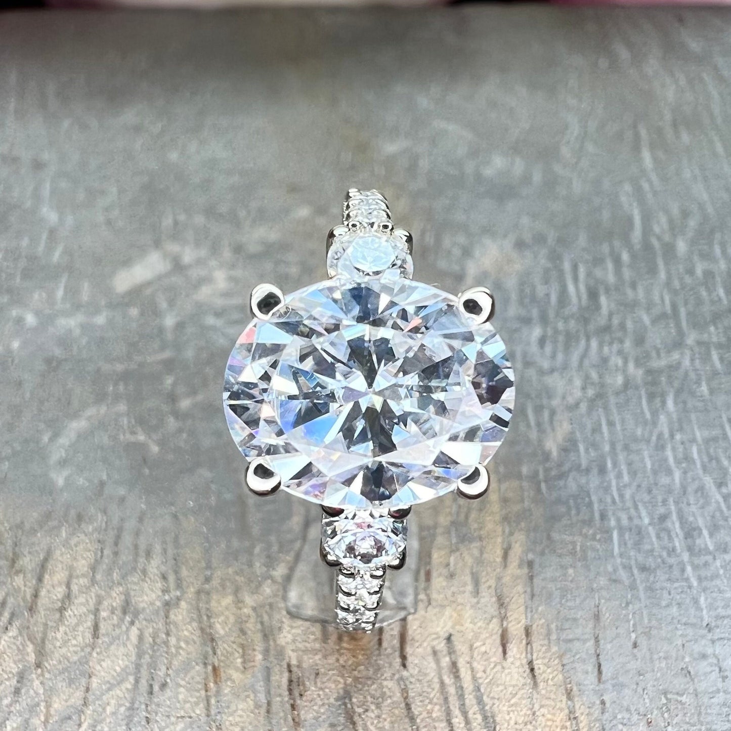 Oval moissanite engagement ring, white gold oval moissanite ring, promise anniversary wedding ring, 3.00 carat oval moissanite ring,  #7506