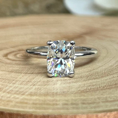 Cushion Cut Moissanite Engagement Ring 14K White Gold Cushion Cut Solitaire Engagement Rings For Women Simple Cushion Cut Wedding Ring #7310