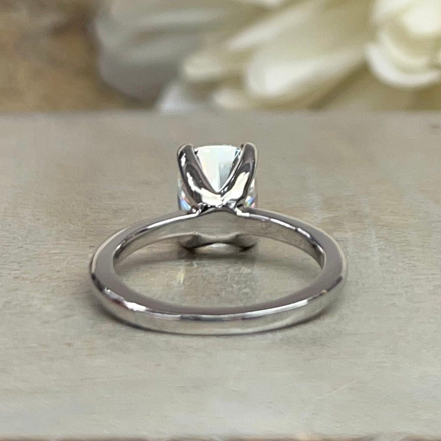 Cushion Cut Moissanite Engagement Ring 14K White Gold Cushion Cut Solitaire Engagement Rings For Women Simple Cushion Cut Wedding Ring #7310